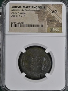 Macrinus & Diadumenian 217-218AD. Moesia Marcianopolis. AE 5 Assaria. NGC VG - Picture 1 of 2