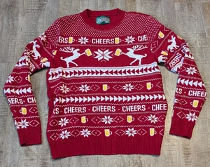 Men’s Ugly Christmas Sweater Size L Reindeer Beer Holiday Cotton Blend Sweater - Picture 1 of 7