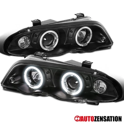 Fit 1999 2000 2001 BMW E46 3-Series Sedan Black LED Halo Projector Headlights Foto 1 de 4