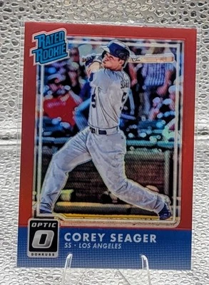 Optic Corey Seager #32 2016 novato con clasificación roja 21/99  Foto 1 de 2