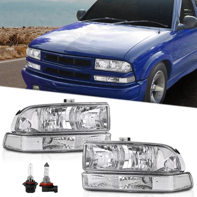 For 98-04 Chevy S10/Blazer Headlights Assembly Chrome Clear Corner With Bulbs — 第 1/4 张图片