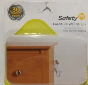 Safety 1st Furniture Wall Straps Prevent Tipping Bookcases Shelves Armoires 2pk - Picture 1 of 2