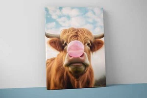 Highland Cow Wall Art - Highland Cow Canvas - Wall Art - Farmhouse Decor - V44 - Picture 1 of 13