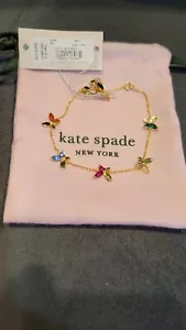 Kate Spade Social Butterfly Bracelet Gold Tone/Multi Color NWT $78 Dust Bag - Picture 1 of 2
