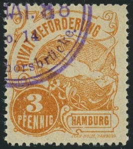 Hamburg Private Local Post Shipping Label Letter Delivery 3pf Postage Germany - Picture 1 of 1