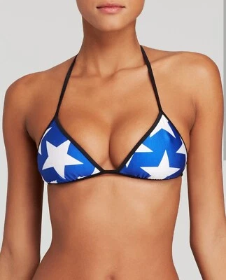 Wildfox Swim 80-е Звезды Большой Красный Белый Синий Двусторонний Треугольный Струнный Топ - Изображение 1 из 3