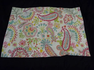 Pottery Barn Teen Swirly Paisley STD Pillow Case Floral Pink White Green Yellow - Picture 1 of 9