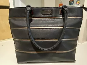 "Pierre Cardin" badged black faux leather handbag/tote bag - Picture 1 of 7