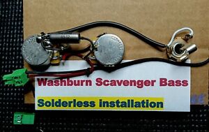 Solderless Washburn Scavenger Bass Wiring Harness with Custom Cap