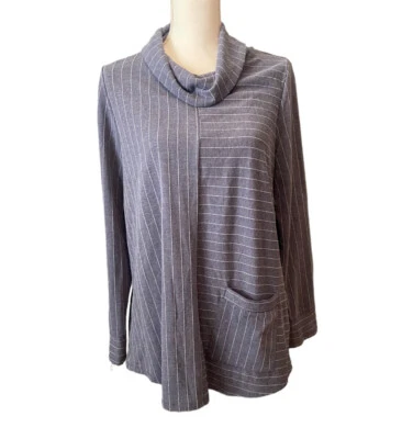 Top túnica Soft Surroundings Lovett azul cascada a rayas talla mediana Foto 1 de 4