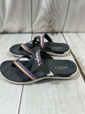 MERRELL MUJER 8 TANGA TIRAS SANDALIAS ZAPATOS GRIS AZUL AMARILLO NYLON SIN CORDONES Foto 1 de 4