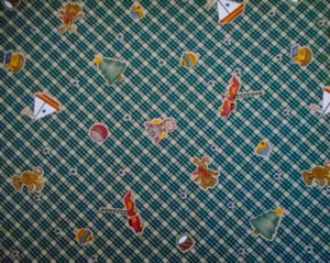 Christmas Fabric By Yard Vintage Toys on Green Tan Daisy Kingdom Cotton Vtg #41 - Picture 1 of 2