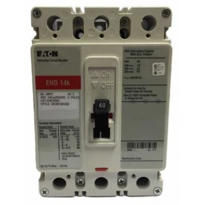 Disyuntor Cutler & Hammer EHD3060L 3P 60A AMP 480V-ac - Imagen 1 de 2