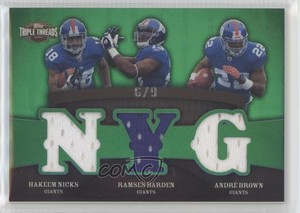 2009 Triple Threads Relic Combos Emerald /9 Hakeem Nicks Ramses Barden Rookie RC