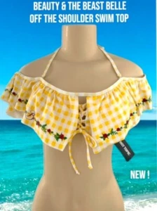 Disney La Bella y la Bestia Bella Swim Top Fuera del Hombro Juniors XL - ¡Nuevo! - Imagen 1 de 5
