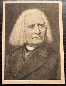 FRANZ LISZT MUSICAL COMPOSER SEPIA TONED PHOTOGRAPH FACT CARD 7X9'5 EX
