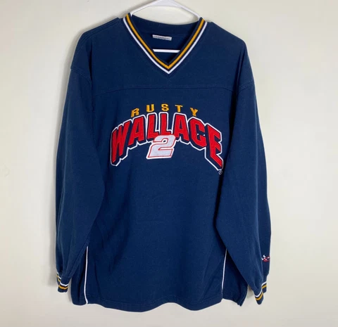 Vintage Chase Authentics NASCAR Rusty Wallace V-Neck Sweatshirt; Large Cover