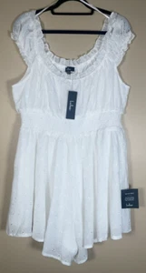 LULUS Pagliaccetto Tuta Corta Bianco Ricamato Occhiello Taglia XL Nuovo con etichette Nuovo Elastico - Foto 1 di 14