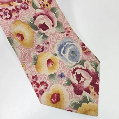 Pheasants Run Mens Tie Necktie Pink Floral 4" X 57.25" Tropical Beach Summer - Image 1 of 4