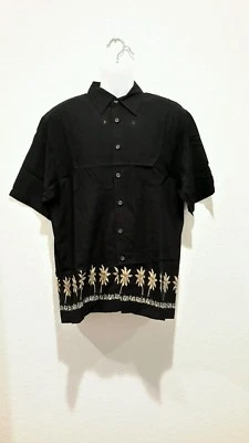 Cambridge Classics black mens med Hawaiian shirt Rayon palm tree EUC - Image 1 of 4