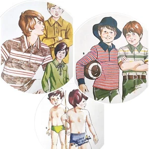 Vintage 70s Boys Tops Swim Sewing Patterns 430 806 648 Lot 3 Kwik Sew Ages 2-14 - Picture 1 of 16