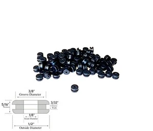100er-Pack Gummitülle Drahtbuchsen, 1/8" Innendurchmesser, 3/32" Nut, passt 3/8" Loch - Bild 1 von 1