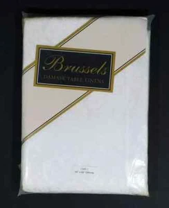 Brussels White Damask Tablecloth 60" x 84" Oblong NEW - Picture 1 of 3