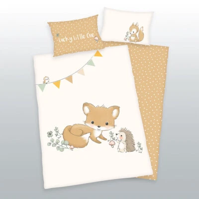 Herding Flanell Kinder Baby Bettwäsche Waldfreunde 100x135cm C