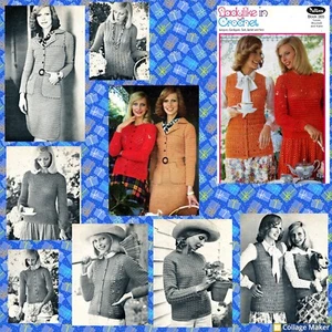 Patons Crochet Book 355. Ladies Jumpers Cardigans Suit Jacket Vest 30-40” Bust - Picture 1 of 10