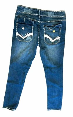 Z Apollo Classic Jeans White Stitching Stretch Sz 7/8 Skinny Straight Low Rise - Image 1 of 4