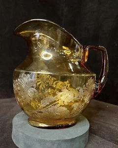 CAMBRIDGE GLASS CO. Visit CHRYSANTHEMUM ETCH AMBER #935 - Picture 1 of 7