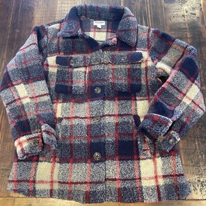 Vintage Arizona Jeans blau rot und cremefarben Sherpa Shacket Größe Small S - Bild 1 von 4