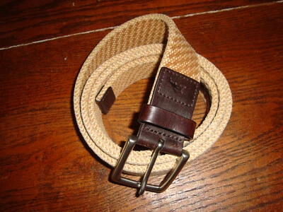 CINTURÓN TRENZADO TOMMY BAHAMA CAQUI CUERO GENUINO TALLA 42 PARA HOMBRE ¡APENAS USADO! Foto 1 de 4