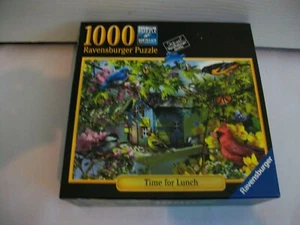 Ravensburger Time For Lunch 1000 Pc Jigsaw Puzzle Complete Birds Feeder - Picture 1 of 3