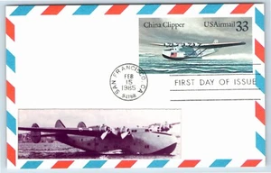 .33¢ China Clipper Seaplane 1985 Air Mail Postcard First Day Of Issue Postcard - Picture 1 of 2