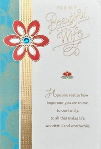 Thankful MOTHER'S DAY Card FOR BEAUTIFUL WIFE, Embellished Flower — Hallmark + ✉ - Picture 1 of 6