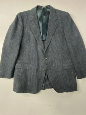 Vtg John Alexander 42R Blue Herringbone Tweed Wool Mens Blazer Sport Jacket Coat - Image 1 of 4