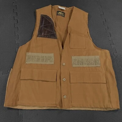 Vintage 60s 70s Kmart Hunting Vest Mens XL Brown Thin Duck Canvas Button Front - Image 1 of 4