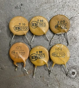 Vintage Circle D .003uf .0027 .0047 .02 .0039 100V Guitar Disc Capacitor Lot - Picture 1 of 2