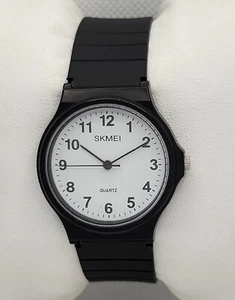 Unisex SKMEI Round Simple White Dial Black Case Silicone Band Watch 1419 I2 - Picture 1 of 9