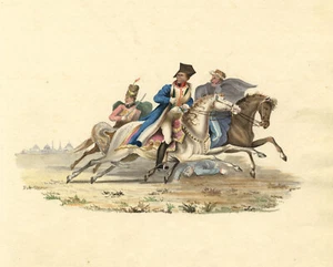 J.C., Flight of Bonaparte from the Battle of Krasnoi, Russia – C19th watercolour - Picture 1 of 2