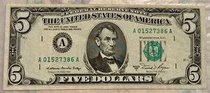 1981A Ink Smear Error $5 Boston Federal Reserve Note - Picture 1 of 3