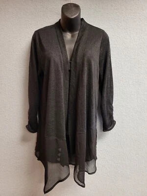 Cárdigan abierto de encaje negro Valerie Stevens con espalda recortada talla grande #184  Foto 1 de 4