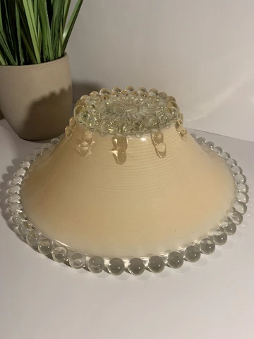 Antique Pink Glass Ceiling Light Shade beaded edge, single hole Cover