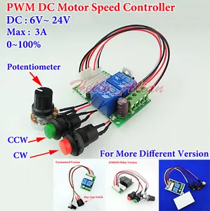 DC6V-24V 9V 12V 3A PWM DC Motor Speed Driver Controller CW CCW Reversible Switch - Picture 1 of 8