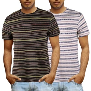 Beautiful Giant Men's Casual Striped Basic Crew Neck Short Sleeve T-shirt - Picture 1 of 21