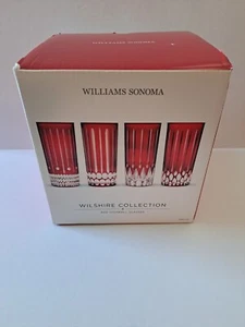 Williams Sonoma WILSHIRE ROT Schmuckschliff Longdrinkgläser Set/4 - Bild 1 von 4