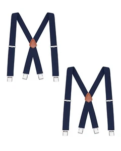 Buyless Fashion 2 Pack Suspenders Men - 48" Elastic Adjustable Straps 1 1/4" - X - Picture 1 of 98