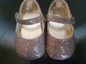 Infant baby shoes Girl Rose Gold Glittery easy close 