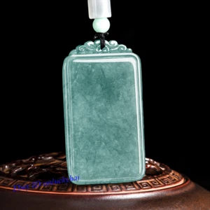 Zertifiziert natürliche Qualität AAA Jade blau Wasser 平安无事牌 Jade Stein Unisex Anhänger - Bild 1 von 4